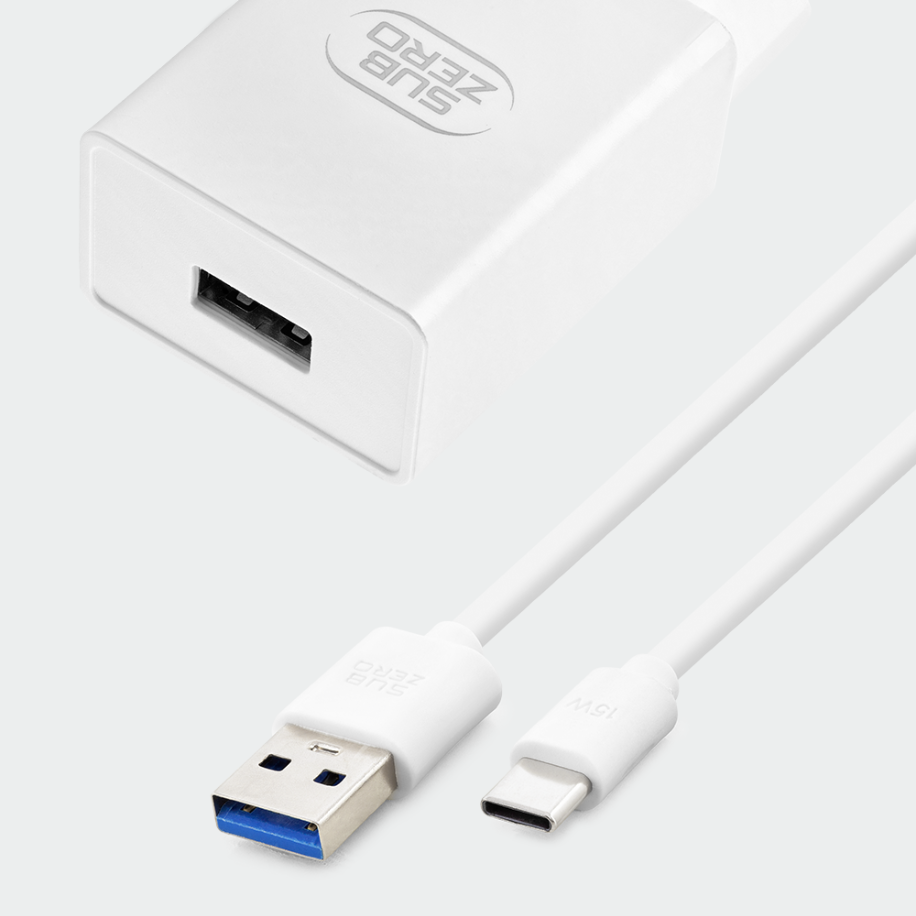 Subzero 12W 2.4A USB to Type-C Kablolu Ev Tipi Şarj Adaptörü