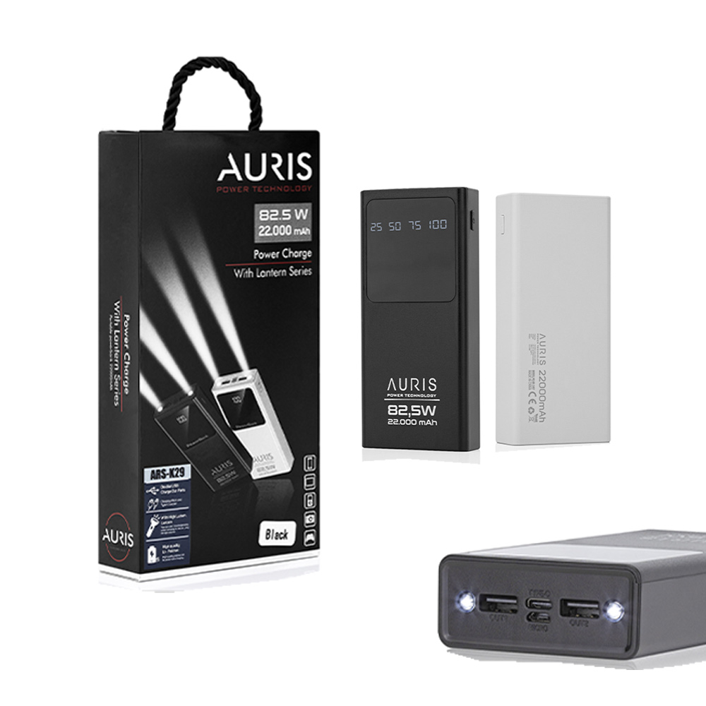 Auris 22000 mAh 82.5W Hızlı Şarj Powerbank LED Fenerli