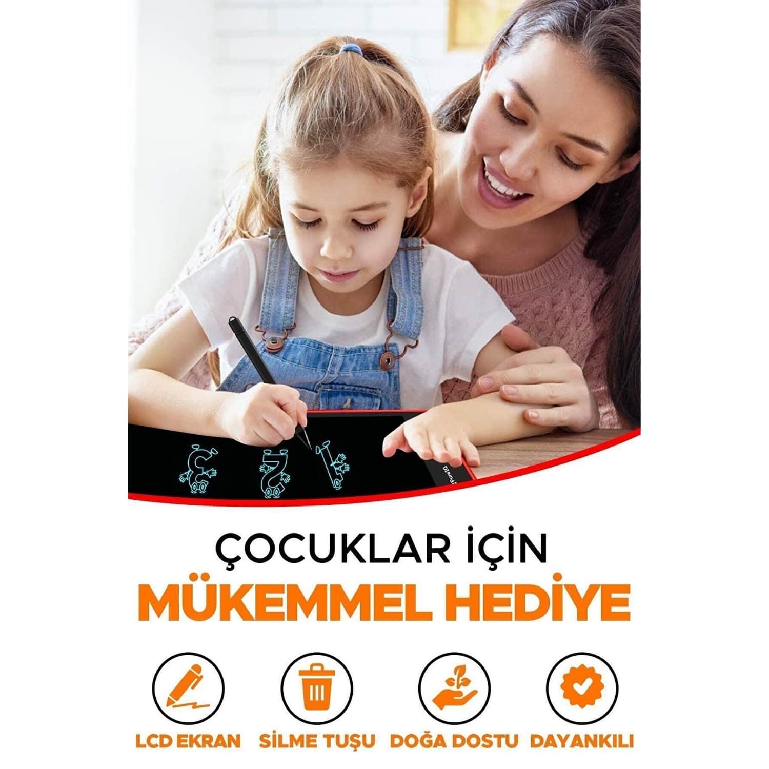 Çocuklar İçin LCD Yazı Tahtası Dijital Çizim Tableti Kalemli | CEPAVM