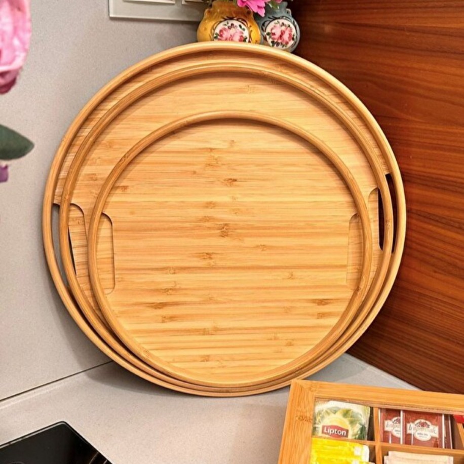 Yuvarlak Bambu Tepsi 3’lü Set (30 cm – 35 cm – 38 cm)