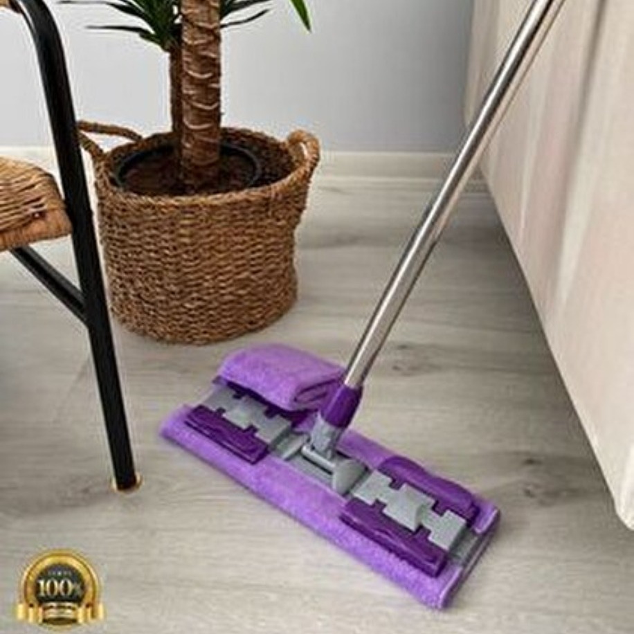 Mikrofiber Bezli Teleskopik Mor Mop (Yedek Bez Hediyeli)
