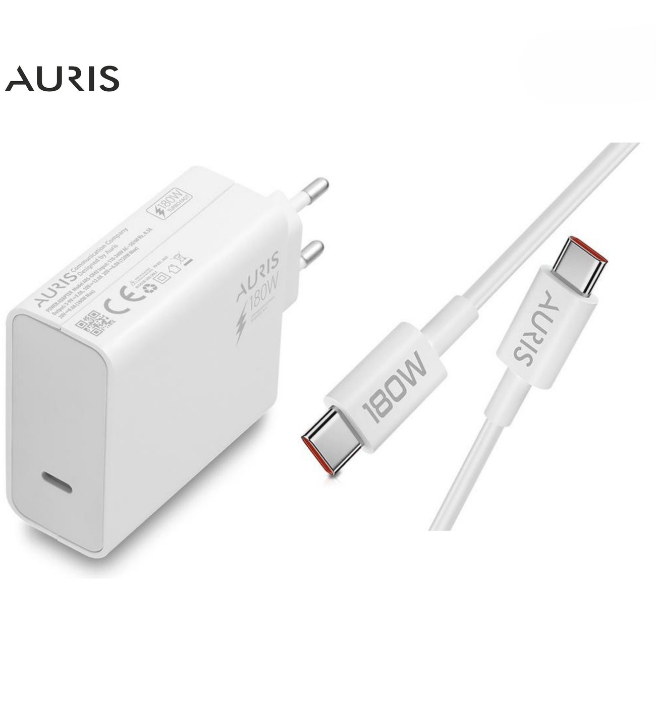 resimler/genel/Auris 180W USB-C Type-C Turbo Hızlı Şarj Adaptörü ve Kablo Seti