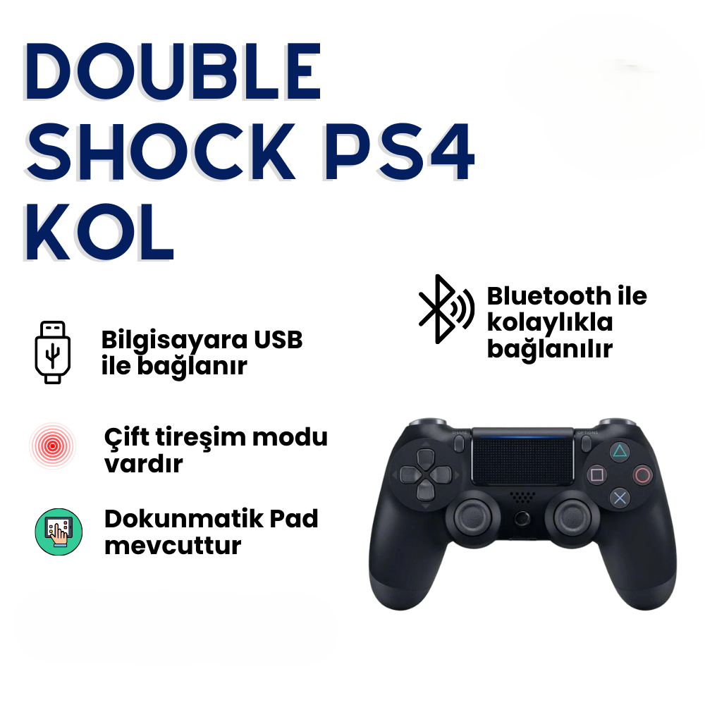 resimler/genel/PS4 Uyumlu Kablosuz Bluetooth Oyun Kolu DoubleShock Siyah