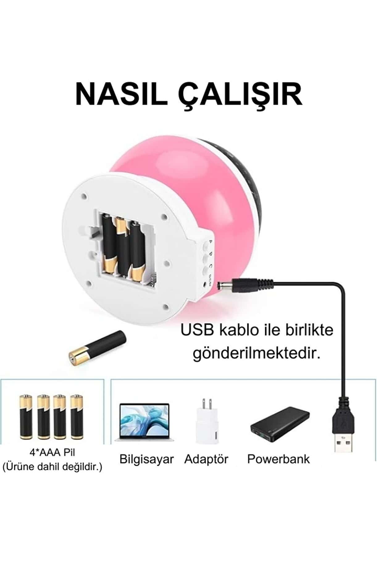 resimler/genel/Ay ve Yıldızlı Gökyüzü Yansıtmalı Dönen Projeksiyon Gece Lambası