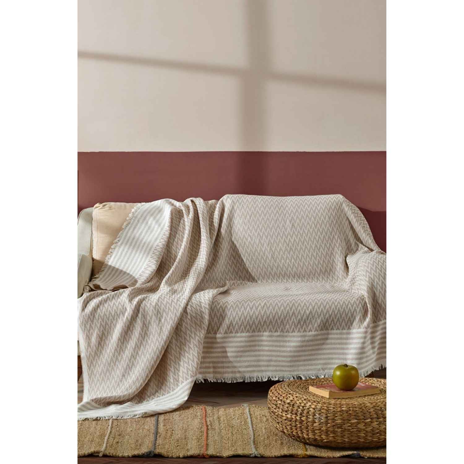 resimler/genel/Fushia Trio Natural Keten Koltuk Örtüsü | Koltuk Şalı