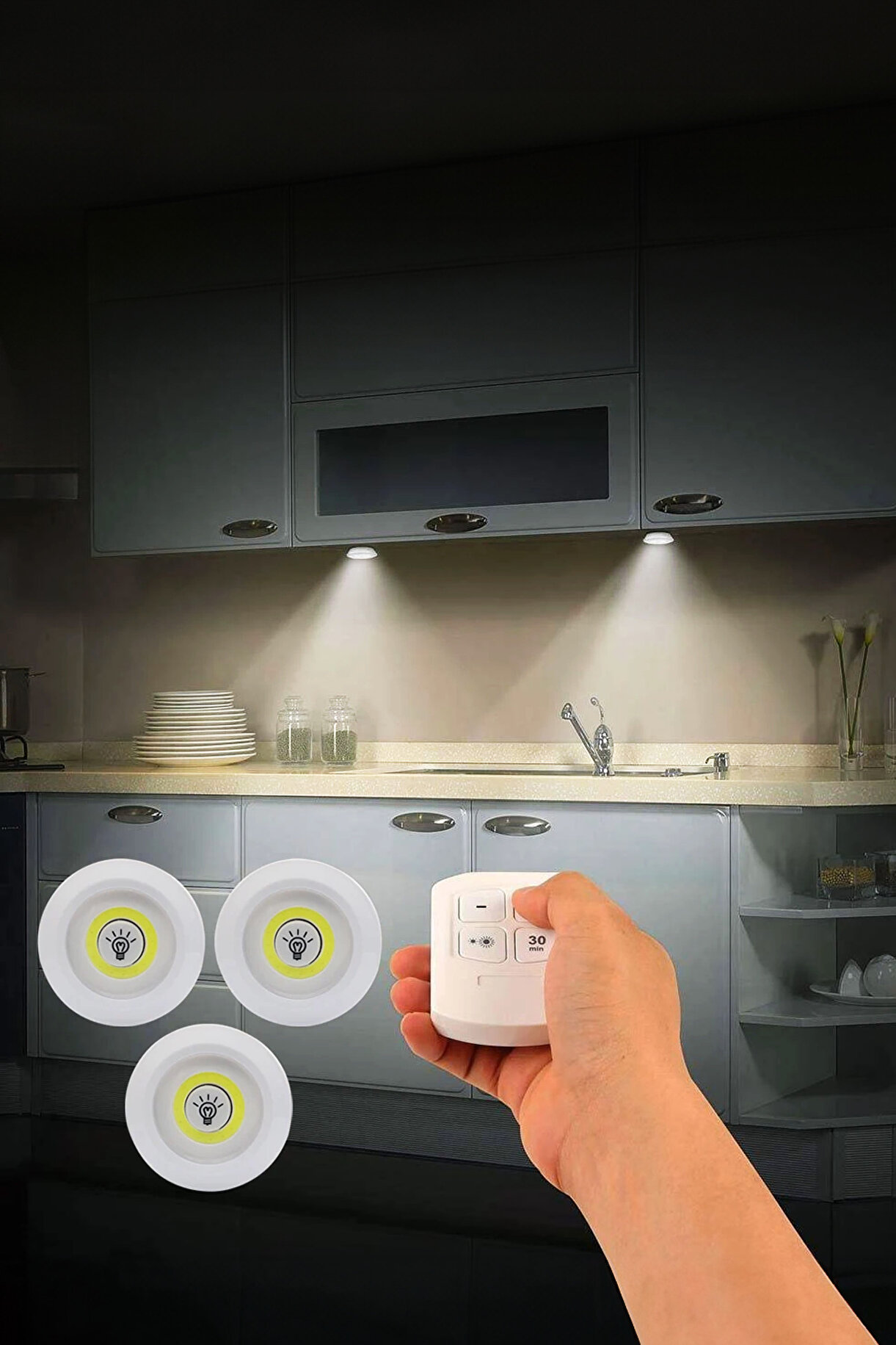 resimler/genel/Gold Orion 3+1 Uzaktan Kumandalı Pilli LED Lamba