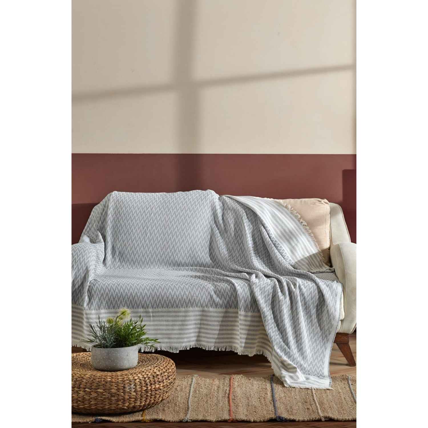 resimler/genel/Fushia Trio Natural Keten Koltuk Örtüsü | Koltuk Şalı