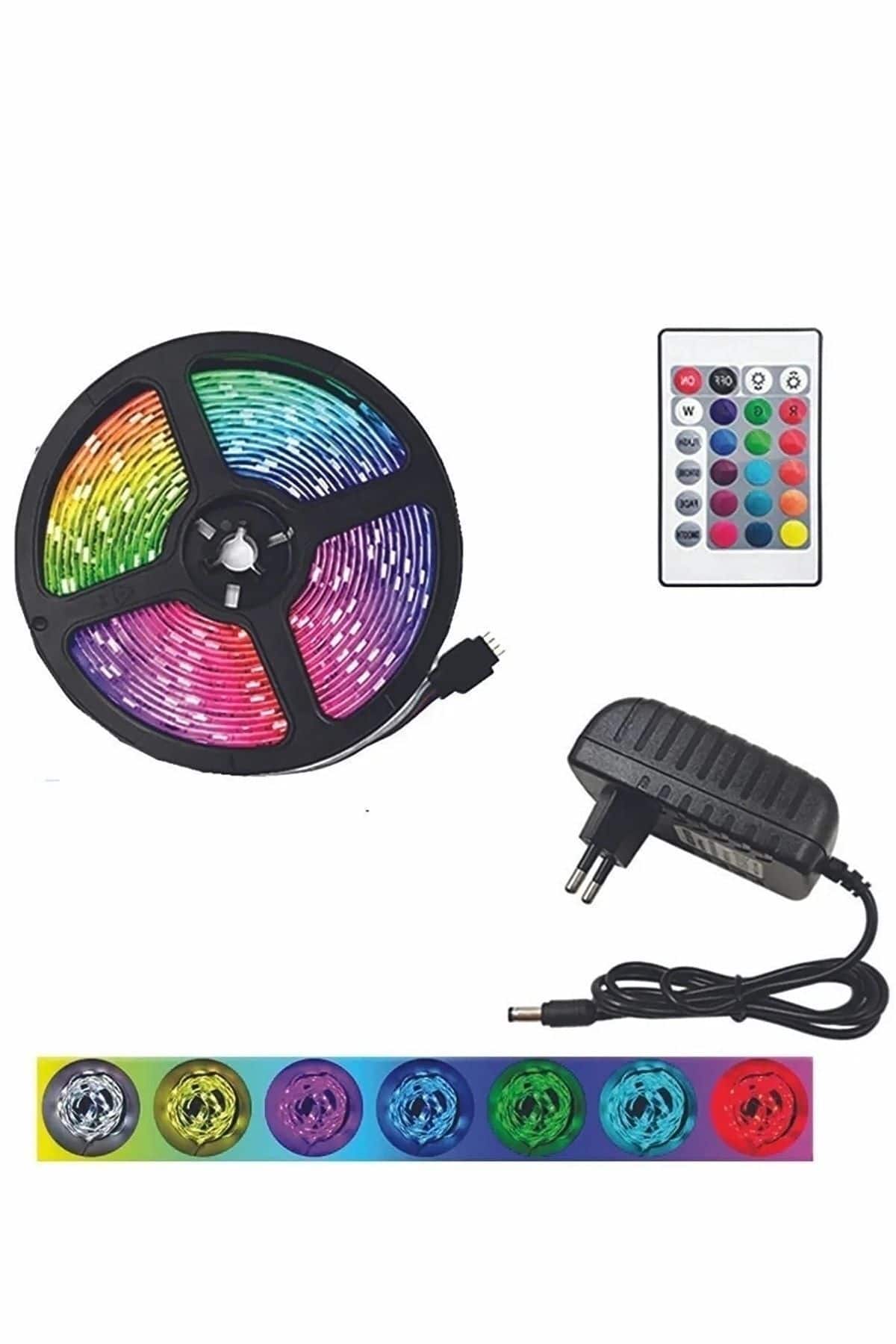 resimler/genel/RGB 5 Metre Kumandalı Şerit LED Işık 