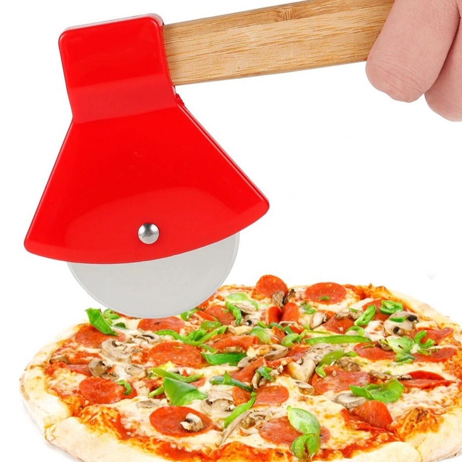 Ahşap Saplı Pizza Kesici – Paslanmaz Çelik Pizza Dilimleyici