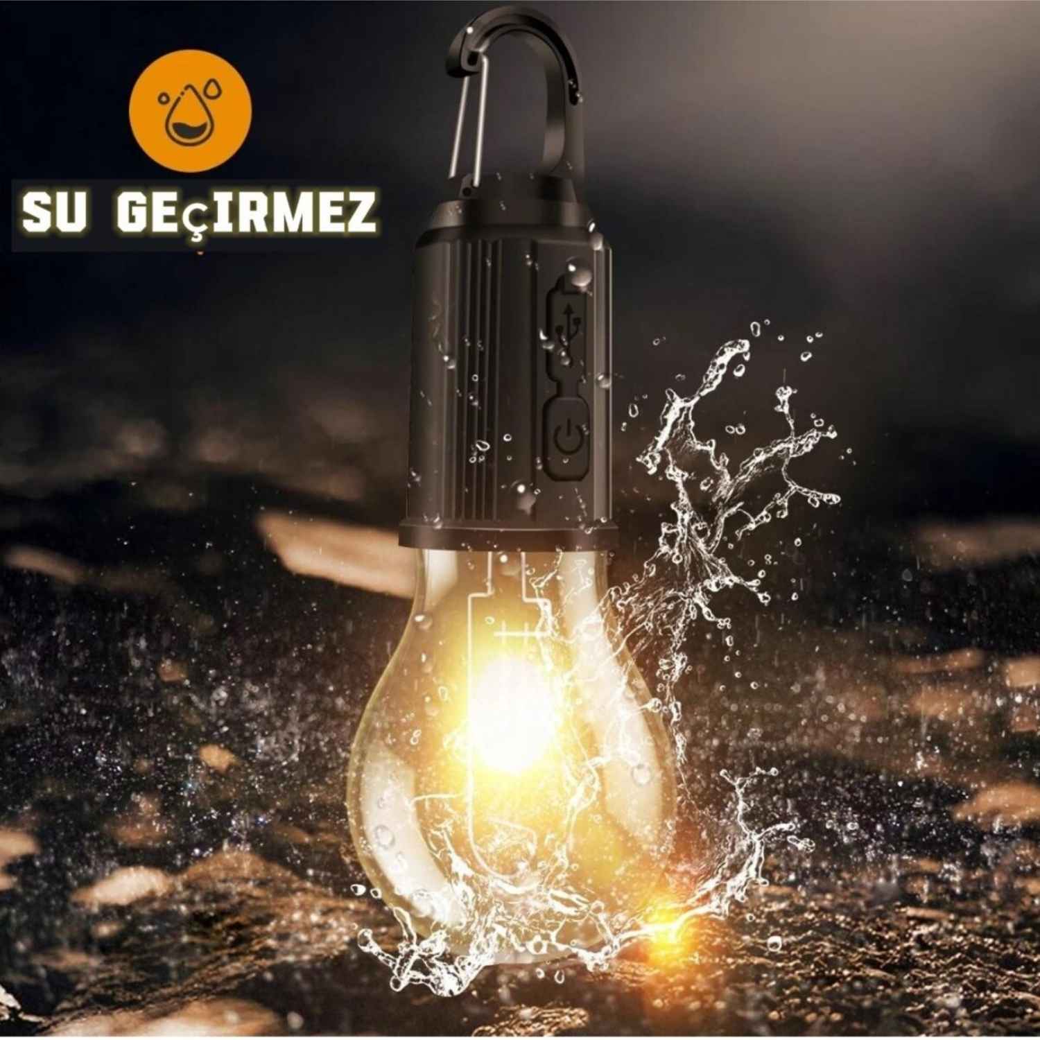 resimler/genel/Type-C Şarjlı Asmalı Kamp Ampulü | Su Geçirmez, 3 Kademeli LED Outdoor Işık