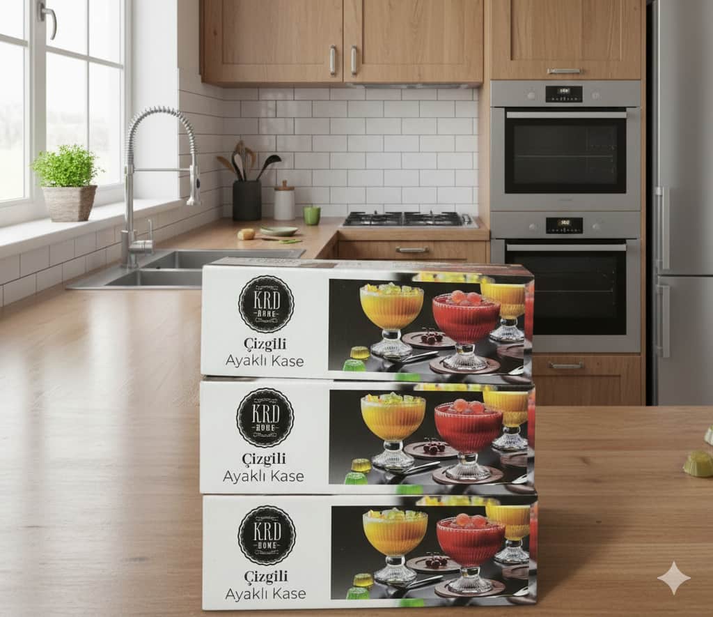 resimler/genel/KRD Home Çizgili Ayaklı Cam Kase 6 ADET