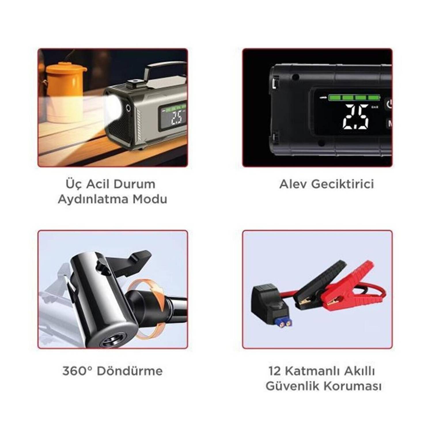 resimler/genel/Torima APS-04 10000mAh Akü Takviye Jump Starter + Dijital Hava Kompresörü + LED Fener