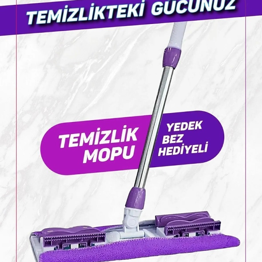 resimler/genel/Mikrofiber Bezli Teleskopik Mor Mop (Yedek Bez Hediyeli)