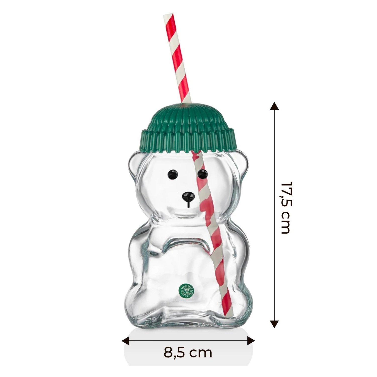 resimler/genel/Goggy Bear Ayıcıklı Cam Bardak 550 ml Pipetli Kapaklı Cam Kupa