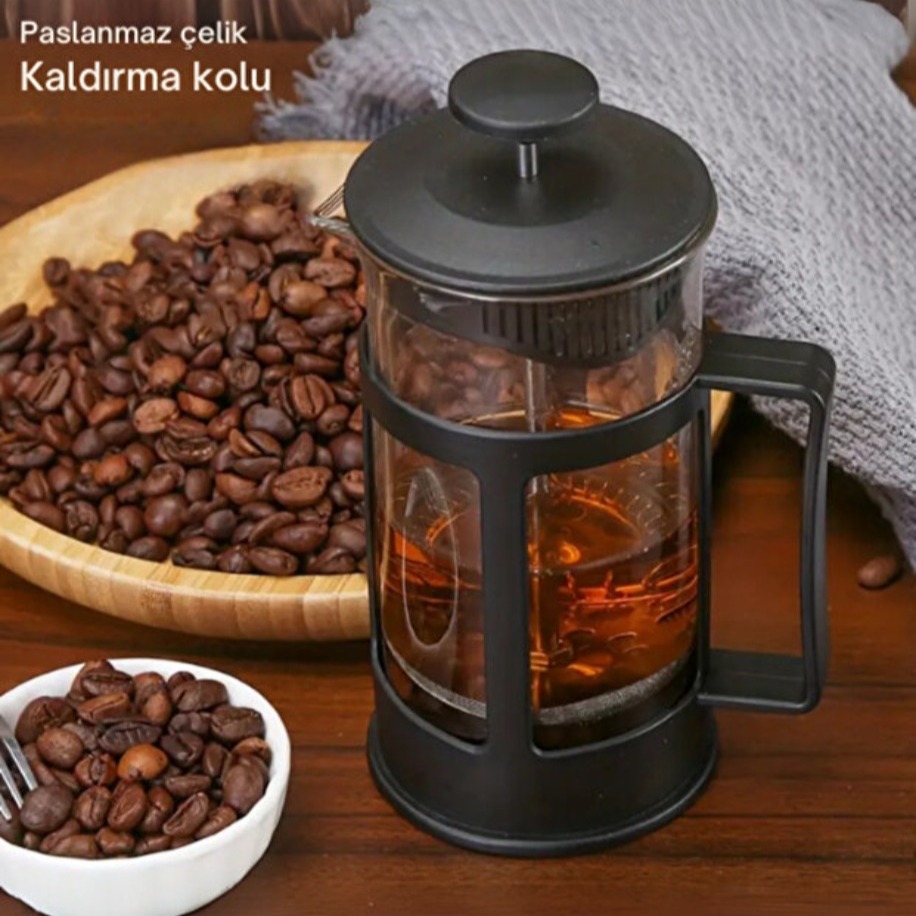 French Press Cam Kahve ve Bitki Çayı Demliği 1000 ml