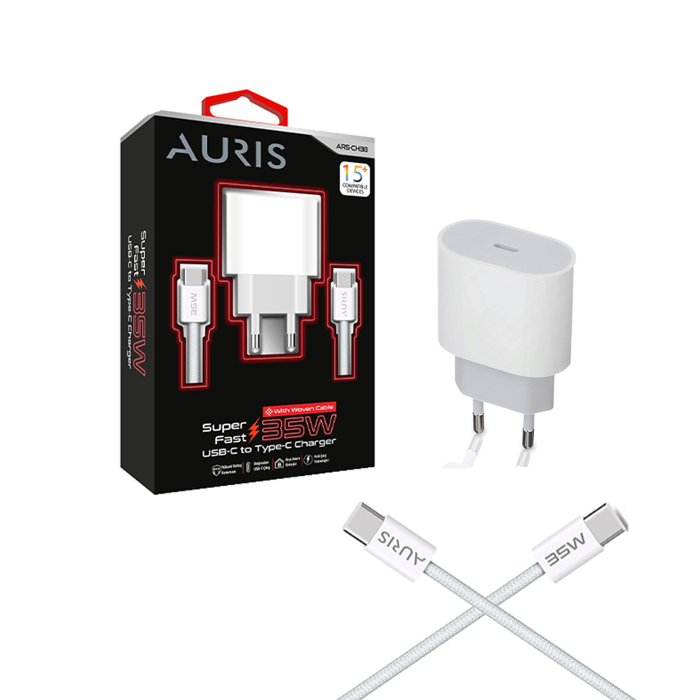 Auris 35W USB-C Hızlı Şarj Adaptörü + USB-C Kablo Seti