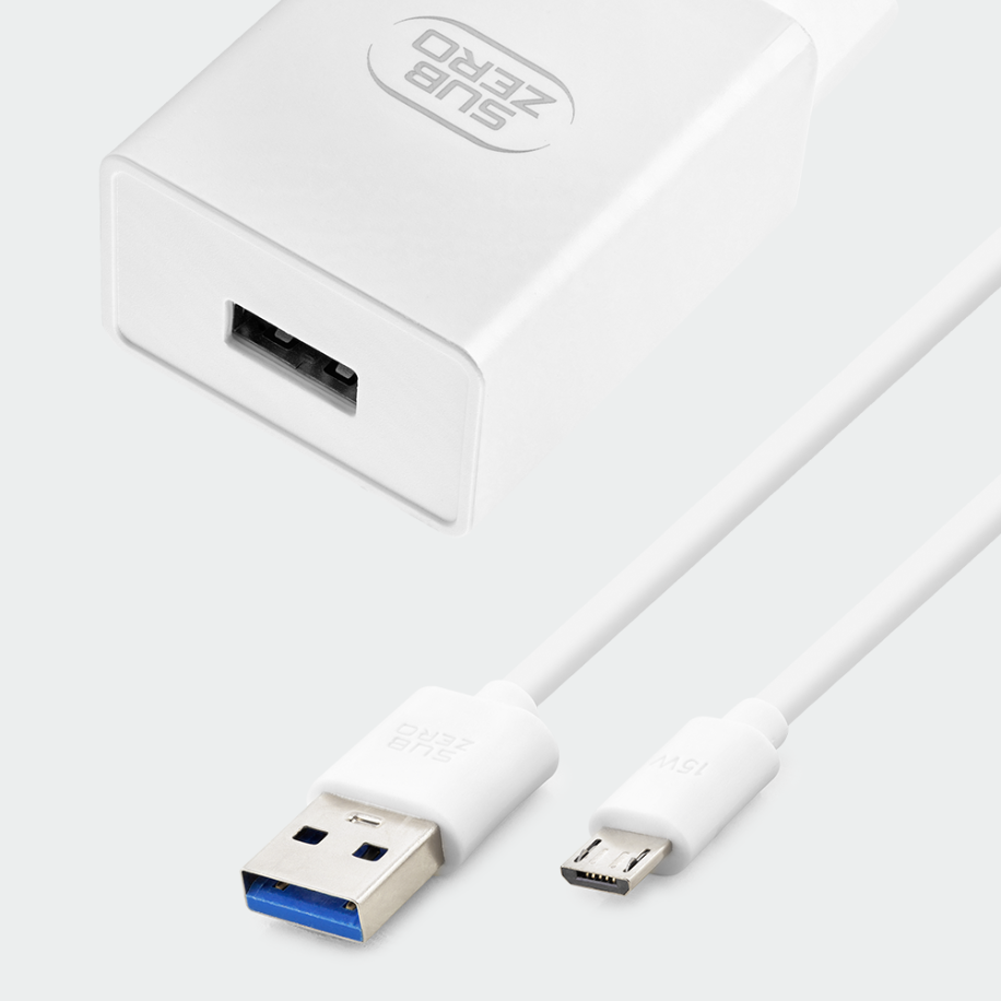 resimler/genel/Subzero 12W 2.4A USB to Micro USB Kablolu Ev Tipi Şarj Adaptörü