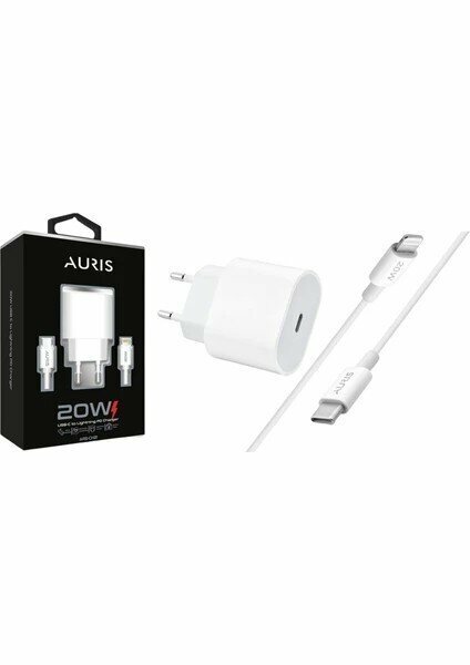 Auris 20W USB-C Lightning Hızlı Şarj Adaptörü Kablolu Set