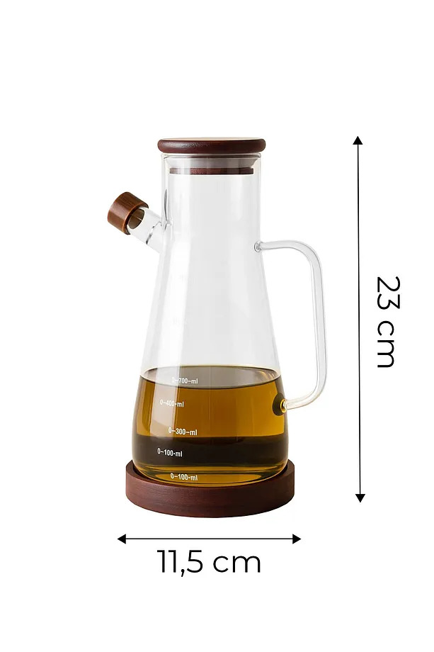 Bambu Kapaklı Borosilikat Cam Yağdanlık 900 ml