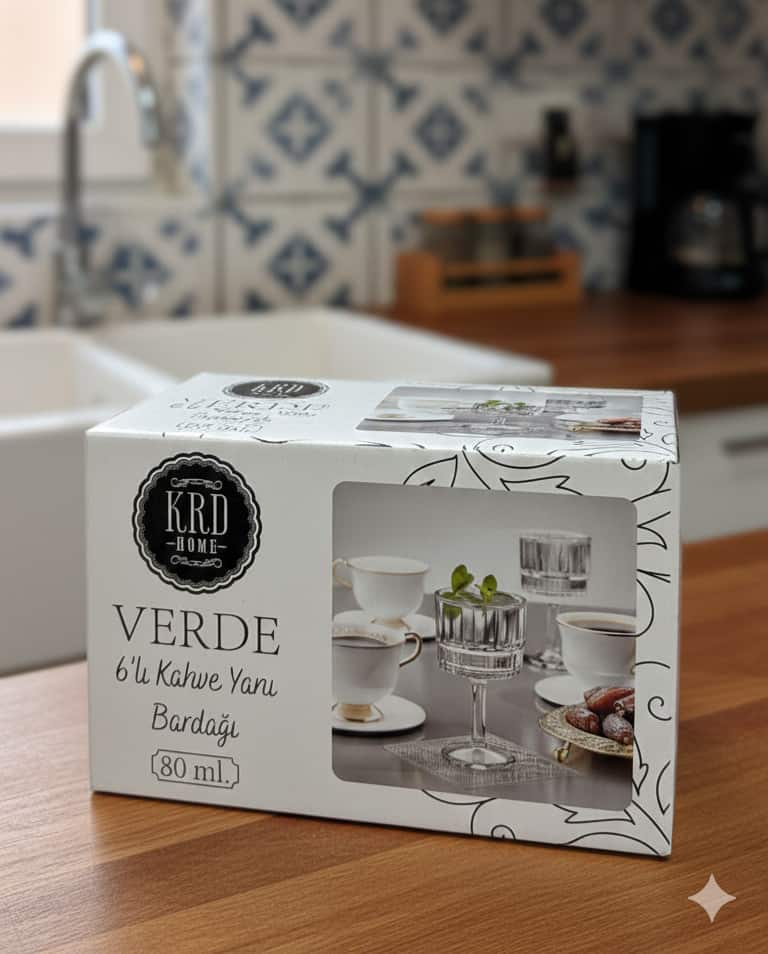 KRD Home Verde 6’lı Cam Ayaklı Kahve Yanı Bardağı 80 ml