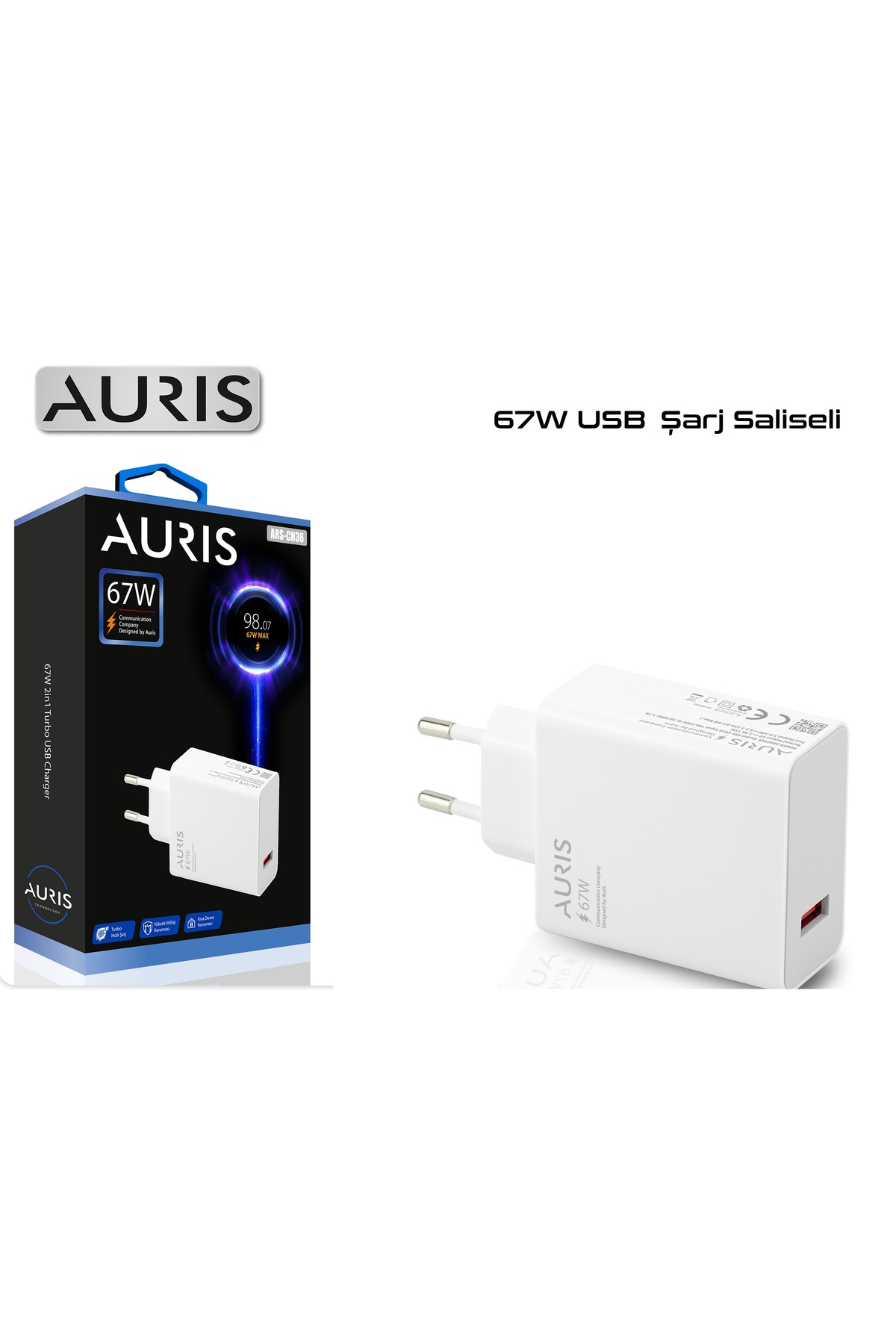 resimler/genel/Auris 67W USB Turbo Hızlı Şarj Adaptörü