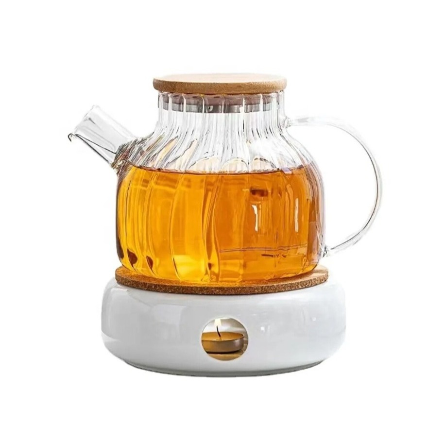 resimler/genel/Pablito 1000 ml Borosilikat Cam Demlik – Bambu Kapaklı, Süzgeçli Dilimli Model