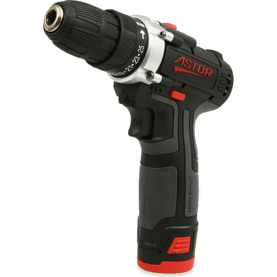 resimler/genel/Astor 12V Akülü Vidalama 10 mm Çift Akülü LED Işıklı 