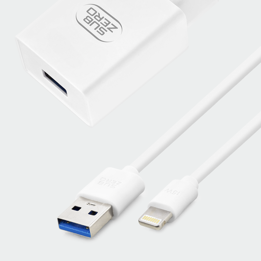 resimler/genel/Subzero 12W 2.4A USB to Lightning Kablolu Ev Tipi Şarj Adaptörü