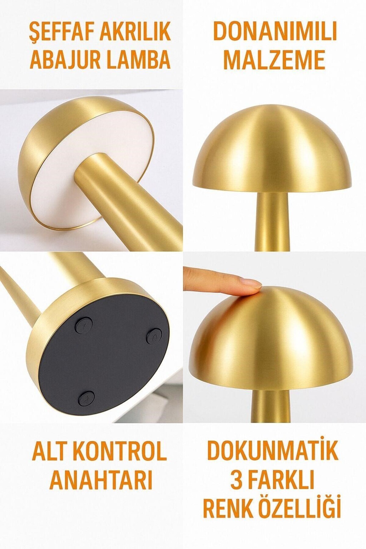 resimler/genel/Mantar Gold Retro Dokunmatik LED Masa Lambası