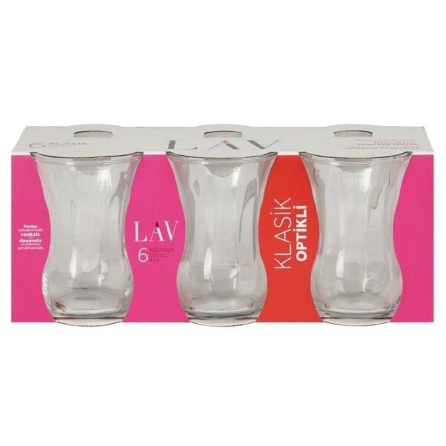 Lav Klasik Optikli Cam Çay Bardağı 6’lı Set