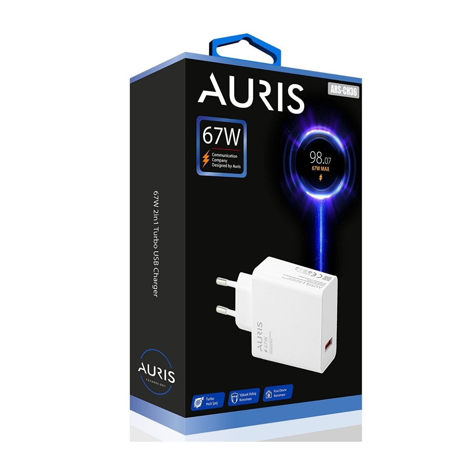 Auris 67W USB Turbo Hızlı Şarj Adaptörü
