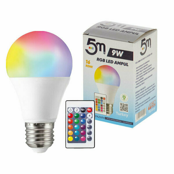 RGB Renk Değiştiren Uzaktan Kumandalı LED Ampul 9W