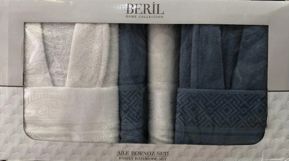 Beril Pamuklu 6 Parça Aile Bornoz Seti Takımı