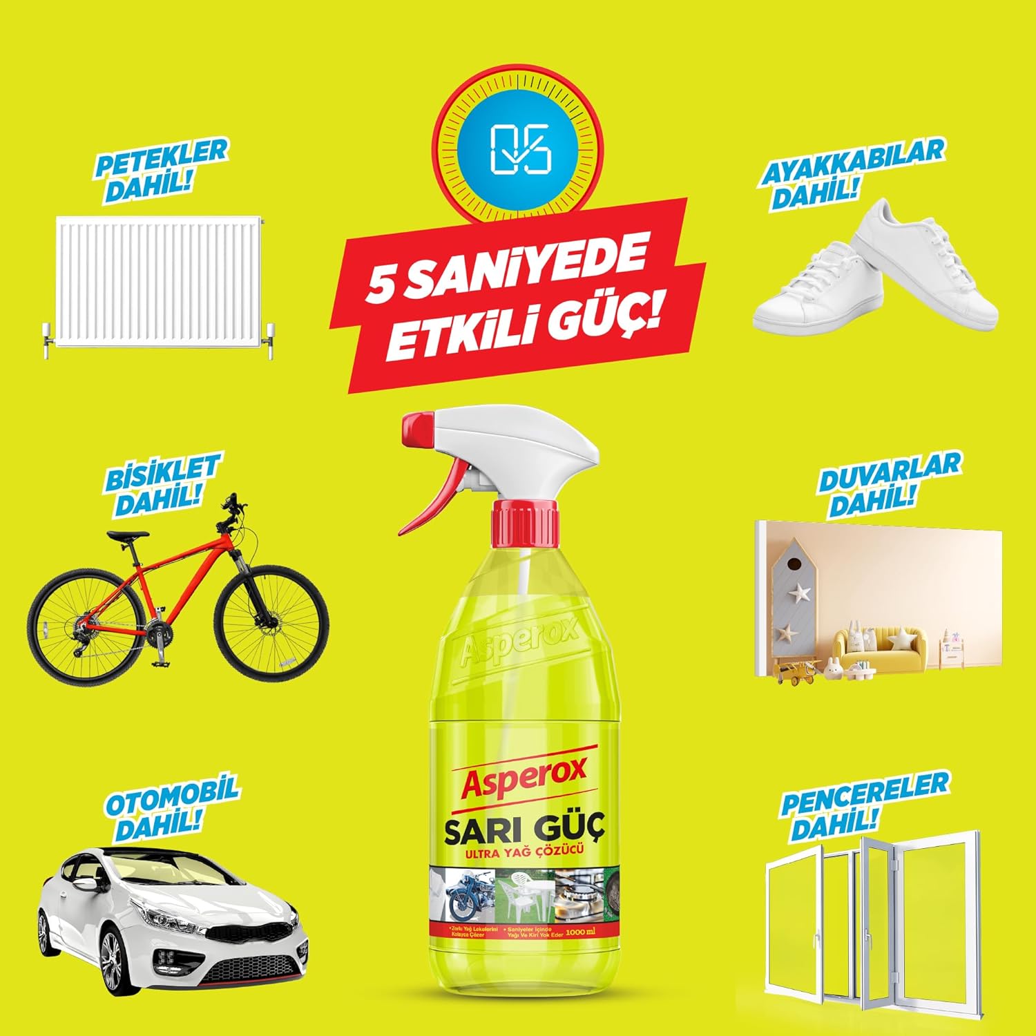 Asperox Sarı Güç Yağ Çözücü Sprey 1000 ml