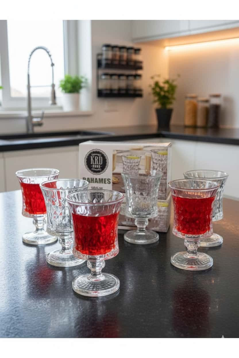 KRD Home Bahames 105 ml Cam Ayaklı Kahve Yanı Bardağı Seti