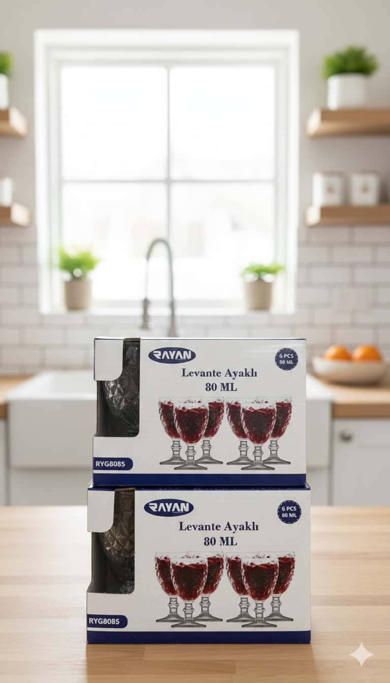 Rayan Levante Ayaklı Kahve Yanı Bardak 80 ml 6’lı Set