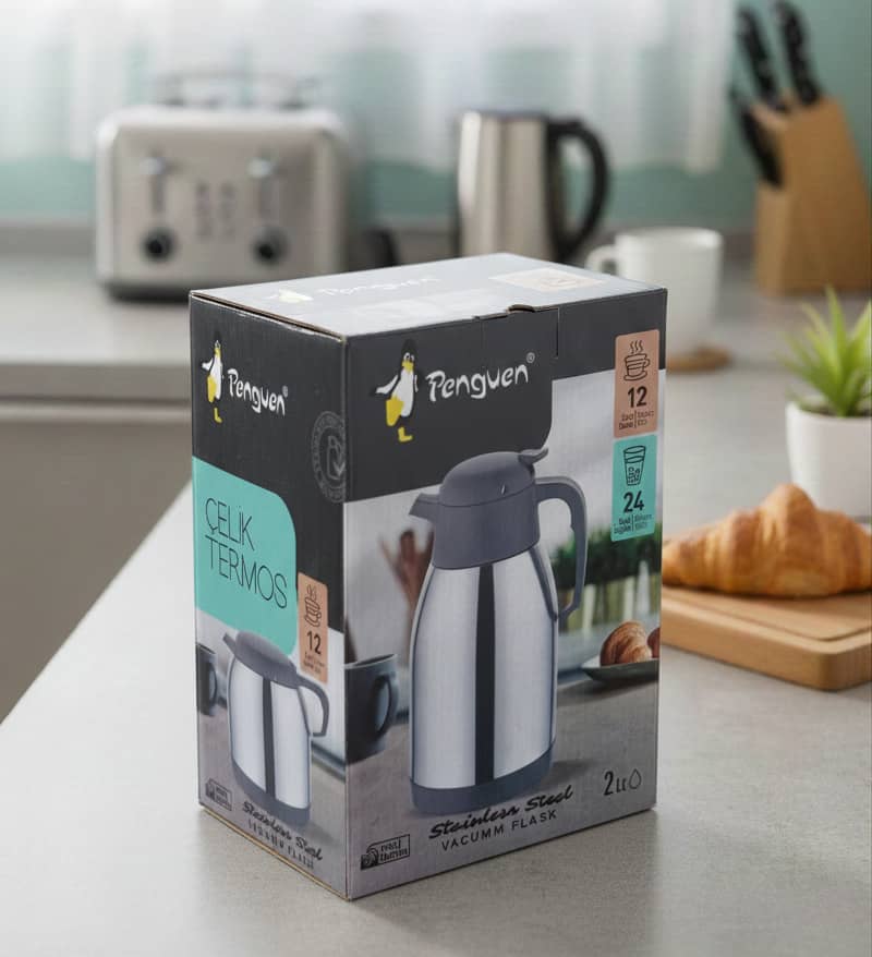 Penguen Vacumm Flask Çelik Termos 2 Litre