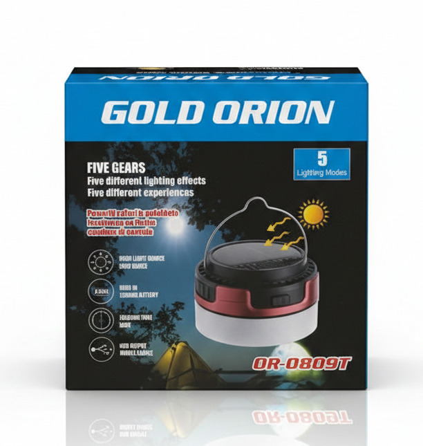 Gold Orion Solar Şarjlı Kamp Feneri 5 Mod LED Işıklı