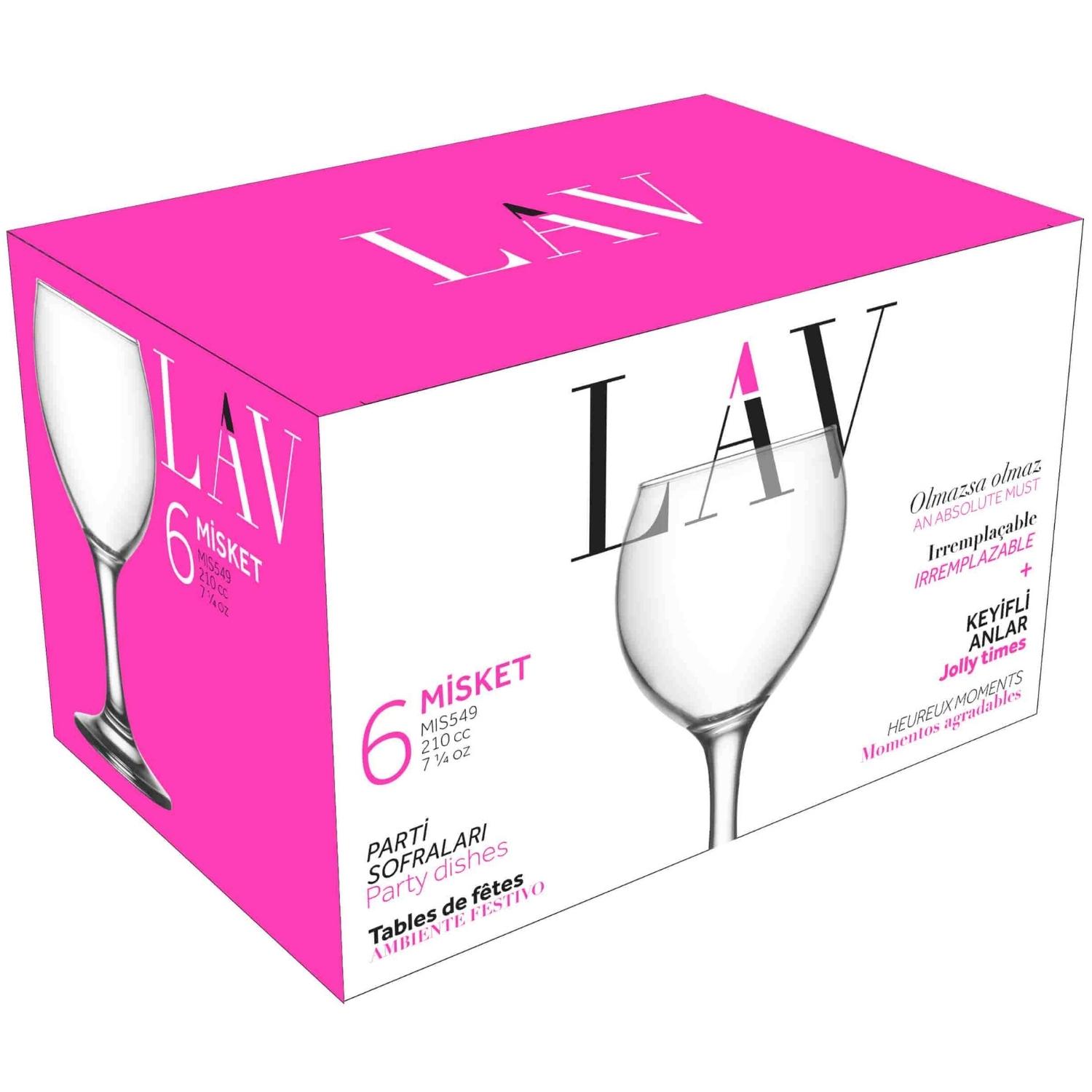 LAV Misket 6’lı Ayaklı Cam Bardak 210 cc