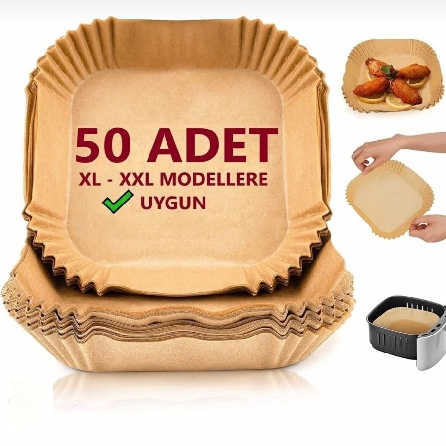 Airfryer Pişirme Kağıdı Kare 50 Adet XL – XXL Uyumlu