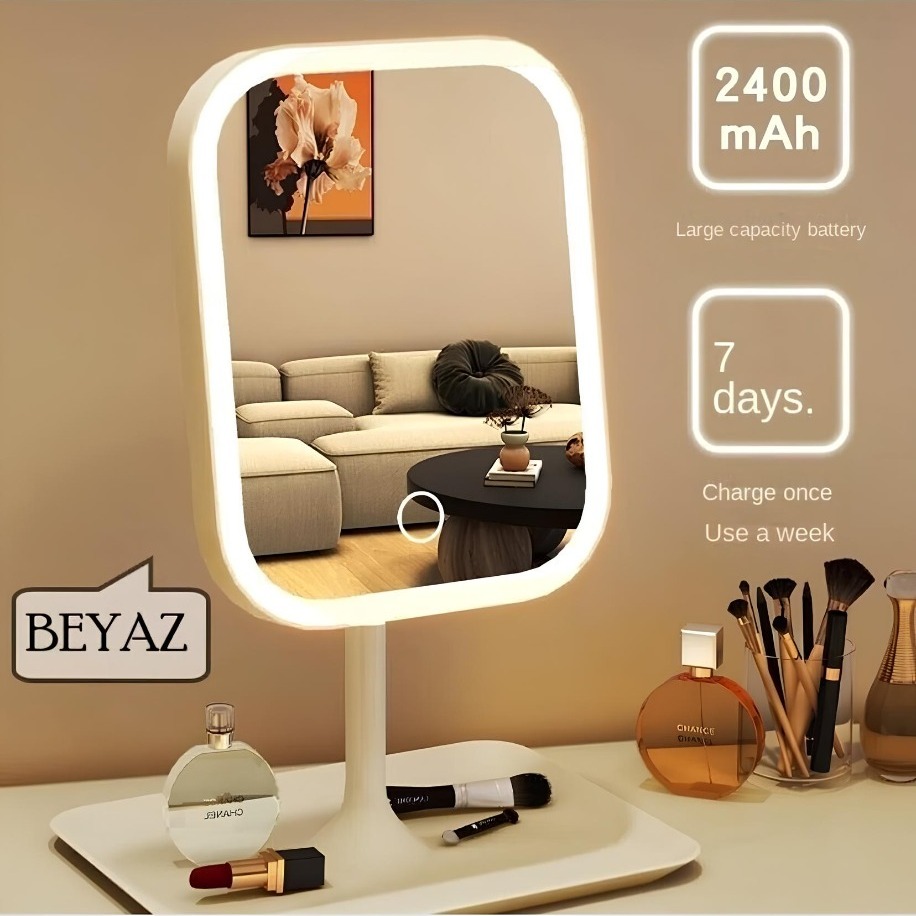 LED Işıklı Dokunmatik Makyaj Aynası Şarjlı Masaüstü