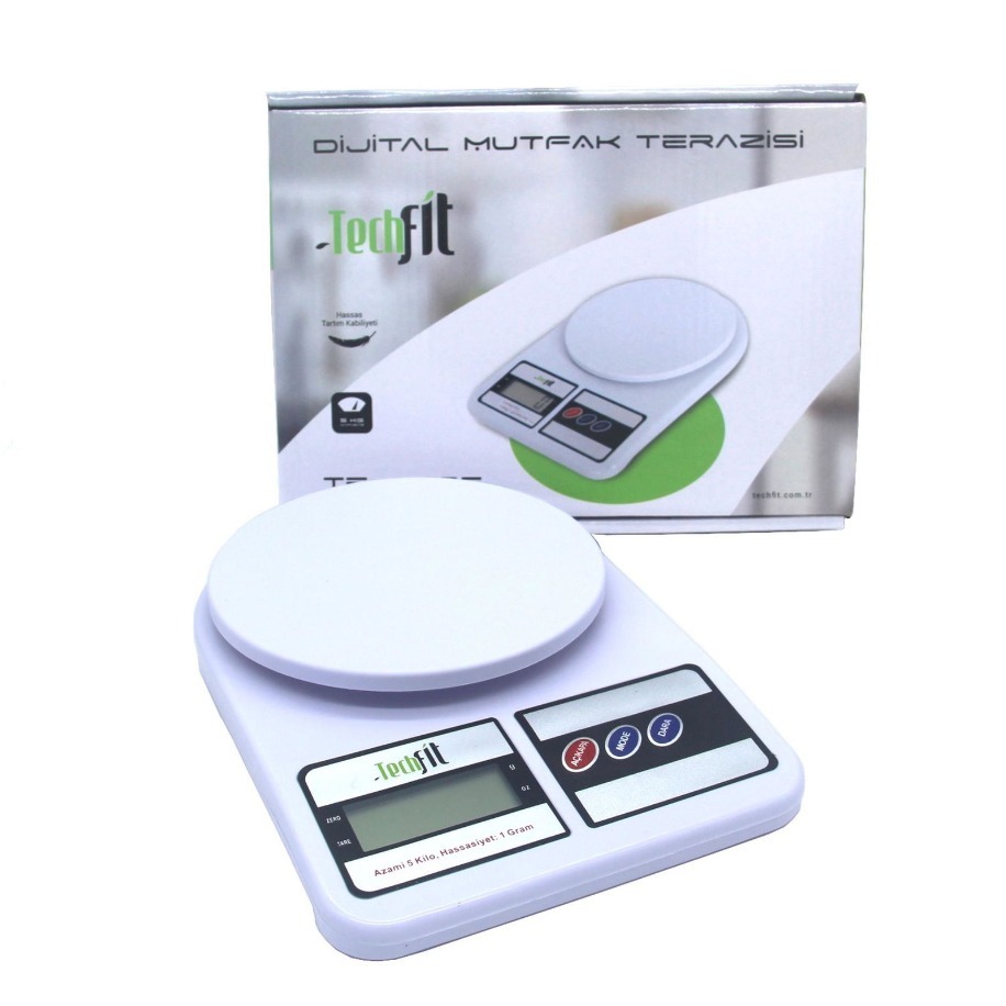 Techfit Dijital Mutfak Terazisi & Tartısı 5 KG LCD Ekranlı Hassas Tartı