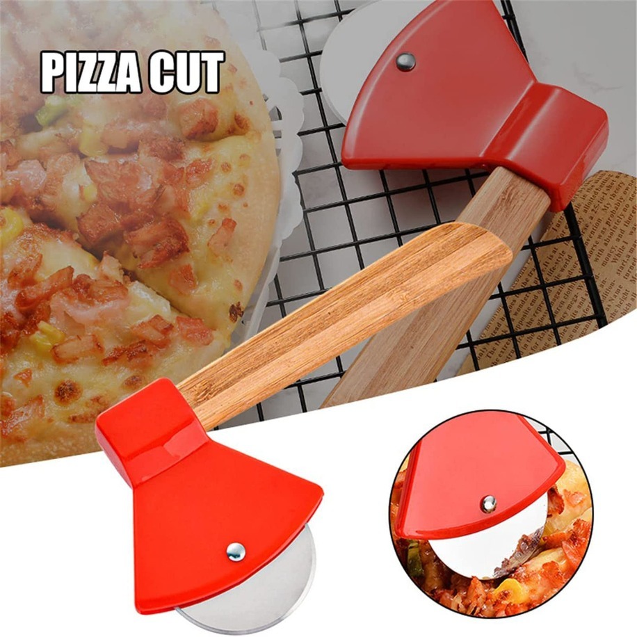Ahşap Saplı Pizza Kesici – Paslanmaz Çelik Pizza Dilimleyici