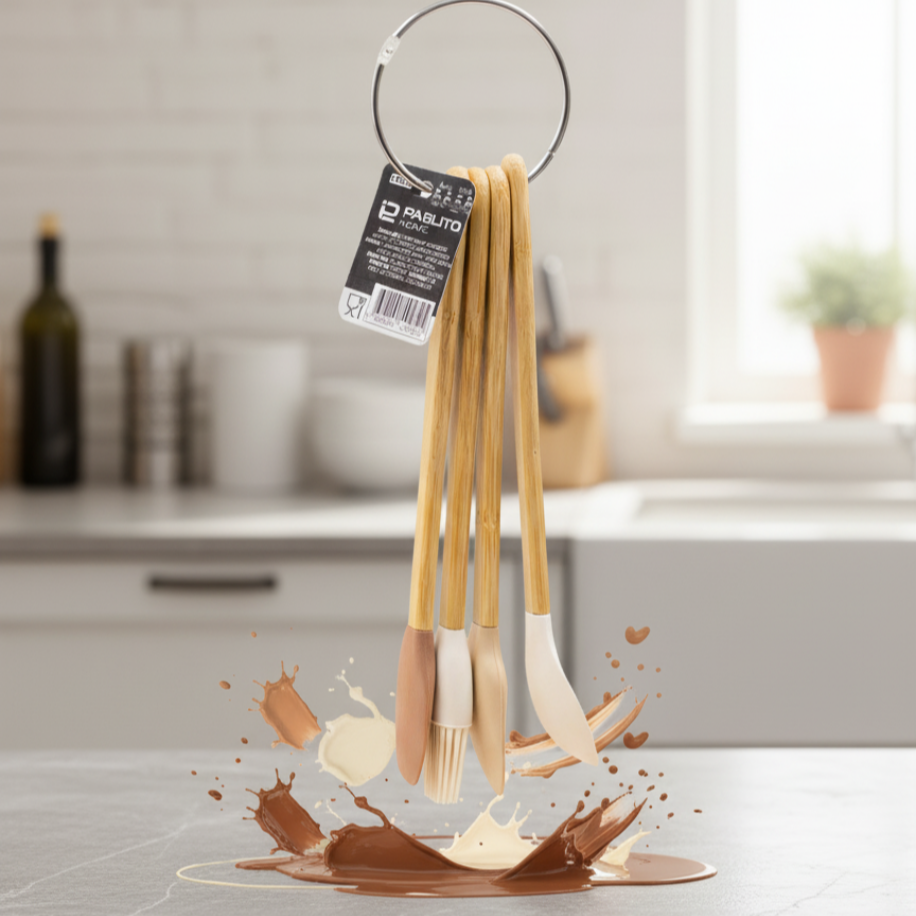 Bambu Saplı Silikon Pasta Fırçası Seti