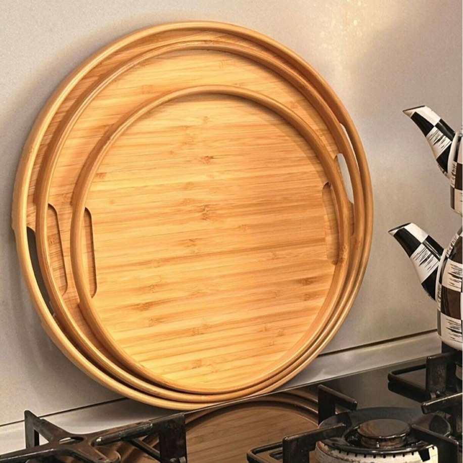 Yuvarlak Bambu Tepsi 3’lü Set (30 cm – 35 cm – 38 cm)