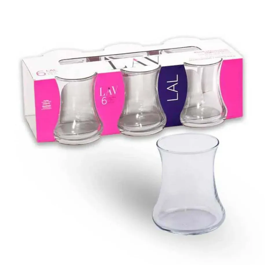 Lav Lal Cam Çay Bardağı 6’lı Set