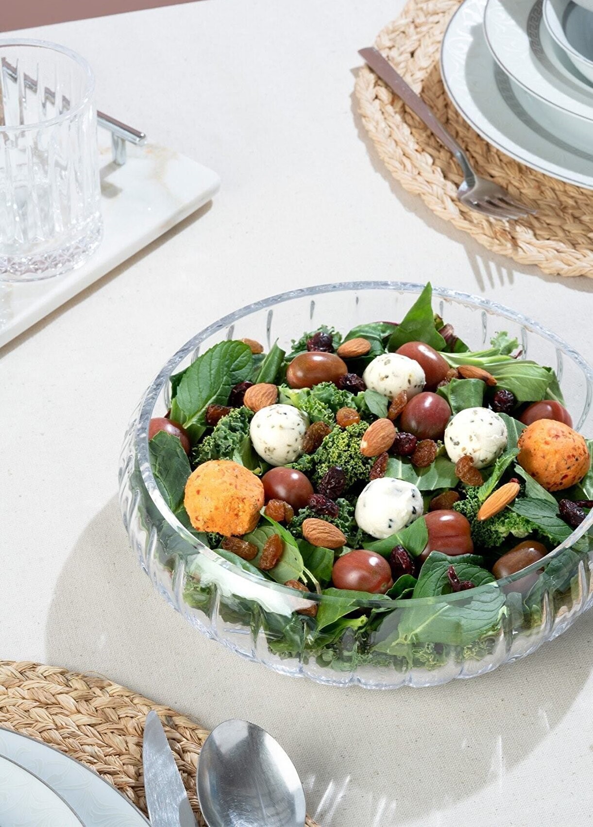 Büyük Boy Cam Salata Kasesi Bowl Kase